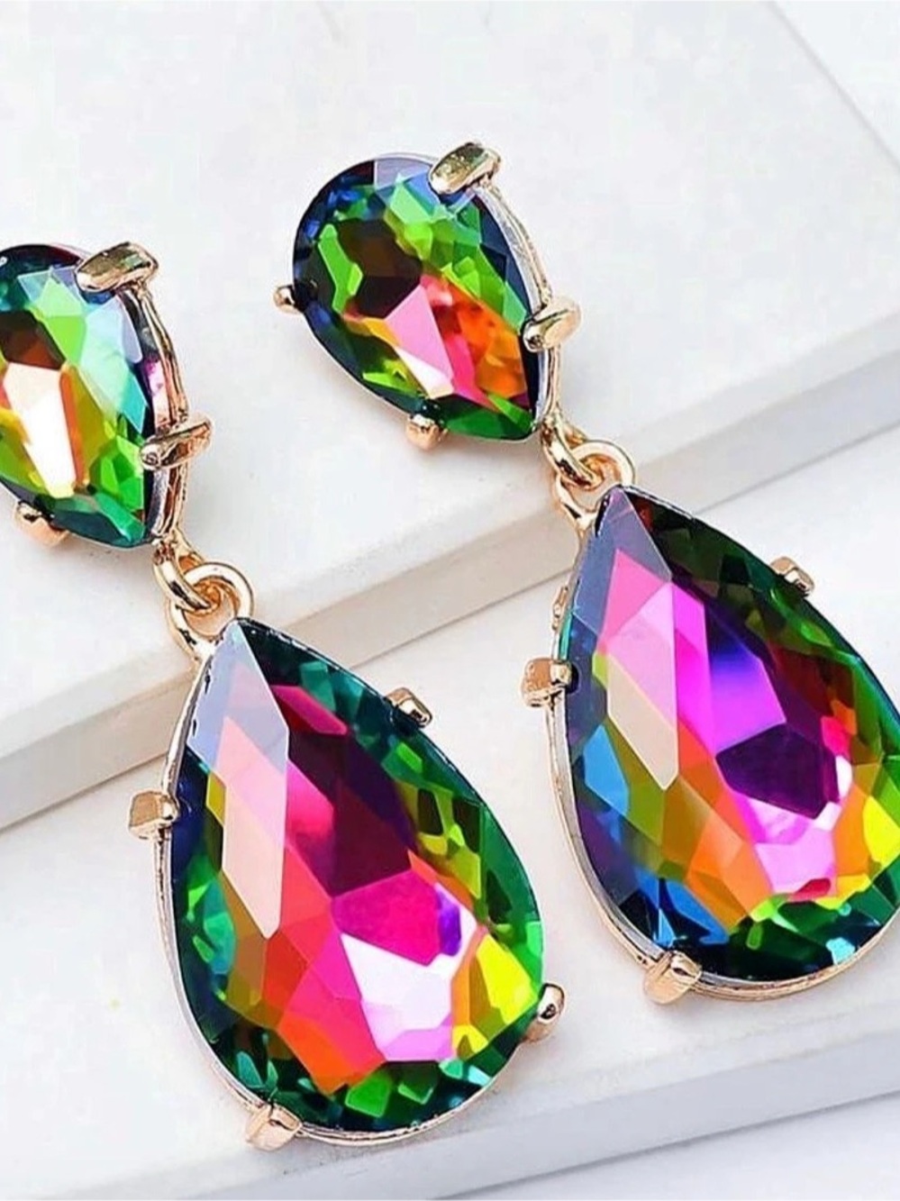 Multicolor Crystal Drop Earrings NWT